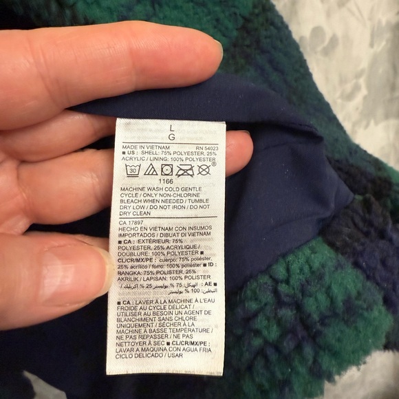 Plaid Fleece Double-Breasted Jacket - Green and Blue EUC - Picture 6 of 9